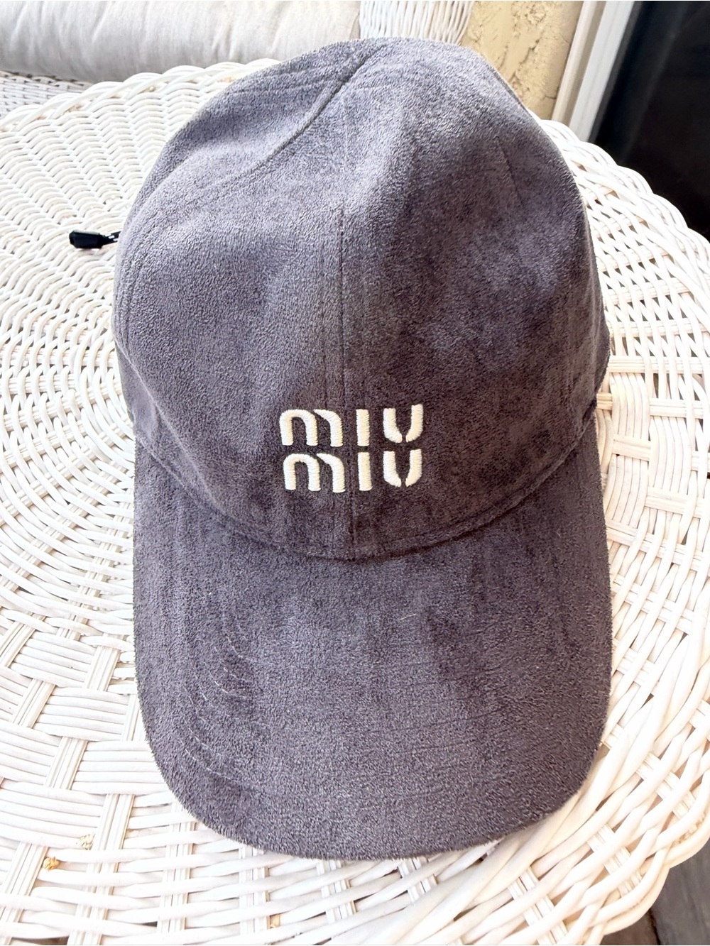 Miu Miu Black Cap with White Logo Embroidery